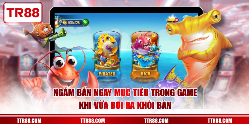 Ngắm bắn ngay mục tiêu trong game khi vừa bơi ra khỏi bàn
